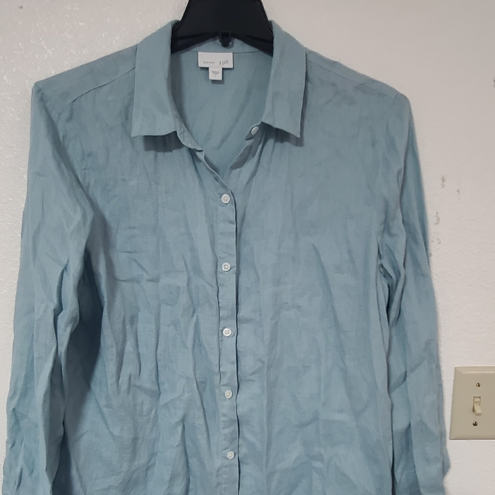 J. Jill Light Blue Linen Shirt - Picture 2 of 7